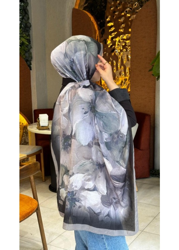 Ceylin Pastel Suluboya Çiçek Desenli Pamuklu Şal - C17