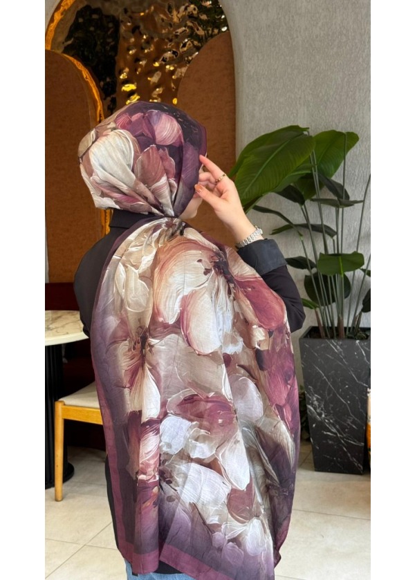 Ceylin Pastel Suluboya Çiçek Desenli Pamuklu Şal - C20