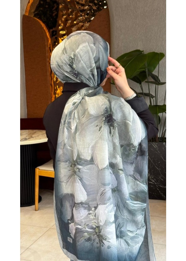 Ceylin Pastel Suluboya Çiçek Desenli Pamuklu Şal - C7