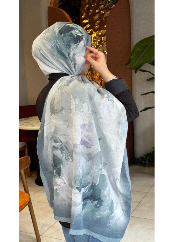 Ceylin Fırça Darbesi İzlenimci Desenli Pamuklu Şal - C14