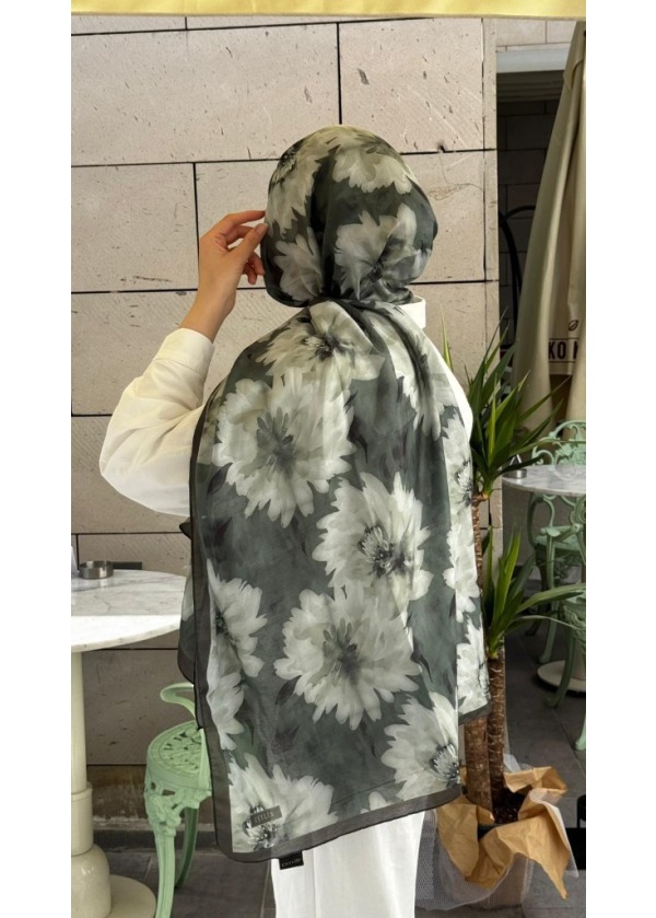 Ceylin Soft Kasımpatı Suluboya Çiçek Desenli Pamuklu Şal - C15