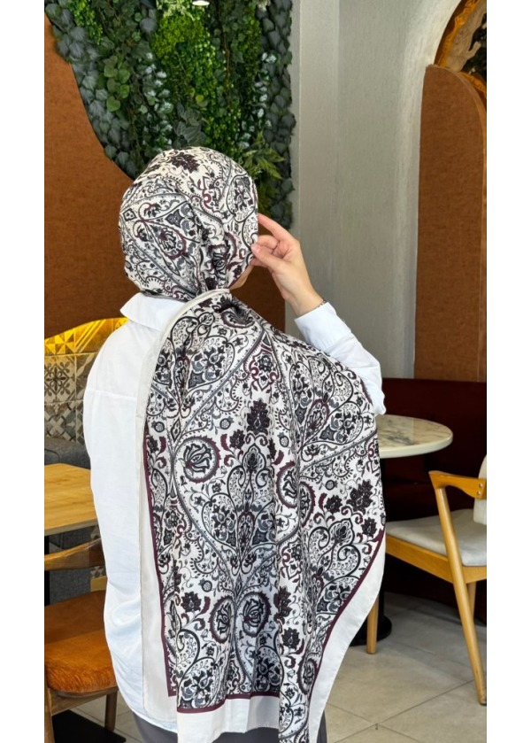 Ceylin Klasik Buta Paisley Desenli Pamuklu Şal - C4